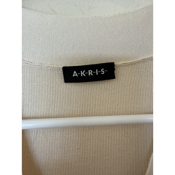 AKRIS Cream Silk V Neck Sleeveless Knit Top sz 12 Luxury Designer - Picture 3 of 13
